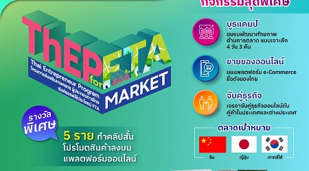 ข่าวดี !! “กรมเจรจาฯ” รับสมัครผู้ประกอบการ เกษตรกรทั่วไทย เข้าร่วมโครงการ ThEP for FTA MARKET เสริมแกร่งสินค้า BCG ขยายตลาดไกลไร้ขีดจำกัด