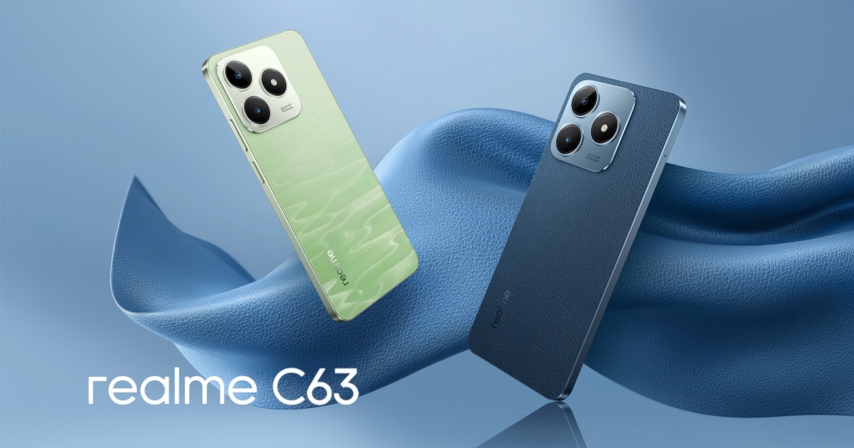 เปิดตัว realme C63 บัดเจ็ตสมาร์ตโฟนรุ่นคุ้มค่า หรูหราด้วยฝาหลังหนังวีแกน ชาร์จเร็ว 45W ในราคา 5,499 บาท